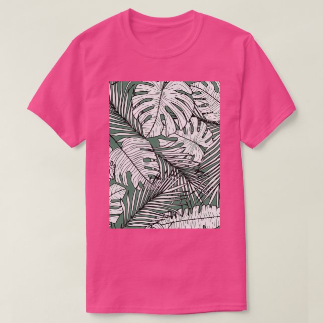 Nahtloses Muster mit Monstera-Blätter T-Shirt (Design vorne)