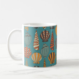 Nahtloses Muster mit Muscheln, handgezeichnete Sym Kaffeetasse