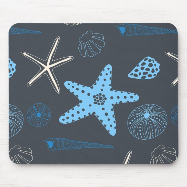 Nahtloses Muster mit Muscheln Mousepad (Vorne)