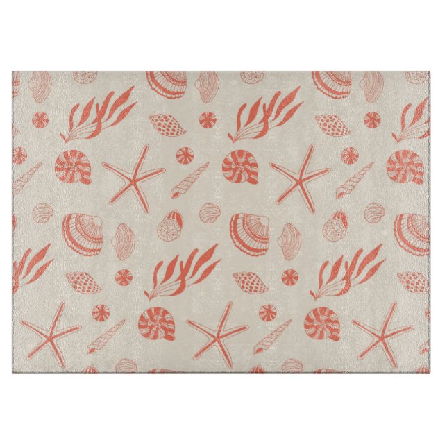 Nahtloses Muster mit Muscheln Schneidebrett (Vorderseite)