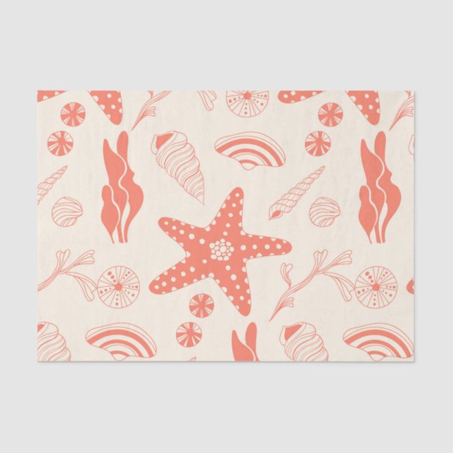 Nahtloses Muster mit Muscheln Seidenpapier (Vorderseite)