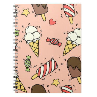 Nahtloses Muster mit niedlichem Eis und Lollipops Notizblock