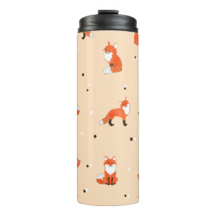 Nahtloses Muster mit niedlichen Aquarellfüchsen. V Thermosbecher
