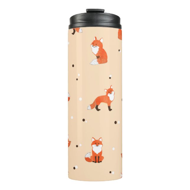 Nahtloses Muster mit niedlichen Aquarellfüchsen. V Thermosbecher (Vorderseite)