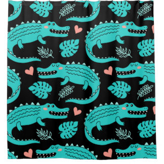 Nahtloses Muster mit niedlichen Cartoon-Krokodilen Duschvorhang