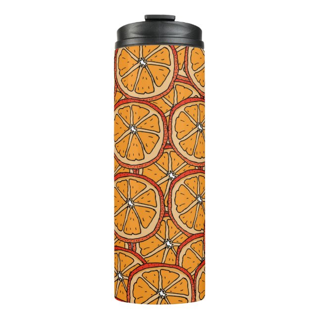 Nahtloses Muster mit Orange. Endlose Textur Thermosbecher (Vorderseite)