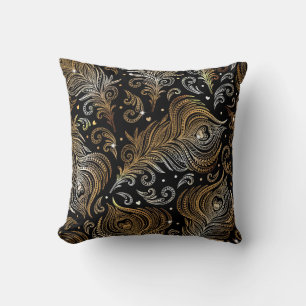 Nahtloses Muster mit Pfauenfedern. Freehand d Kissen