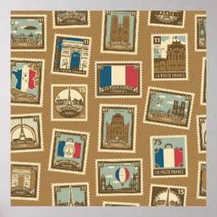nahtloses Muster mit Porto-Briefmarke zum Thema Poster