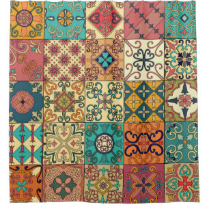 Nahtloses Muster mit portugiesischen Fliesen in Ta Duschvorhang