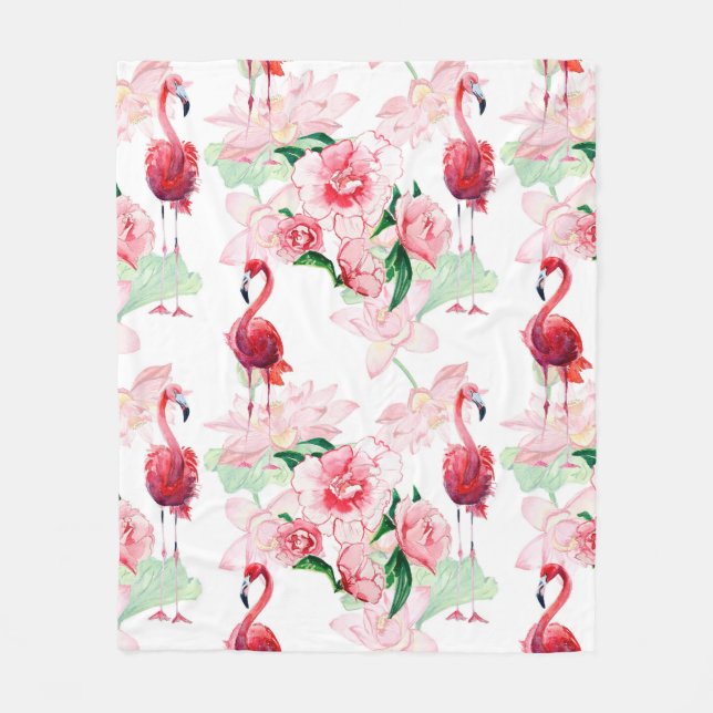 Nahtloses Muster mit rosa Flamingo Fleecedecke (Vorderseite)