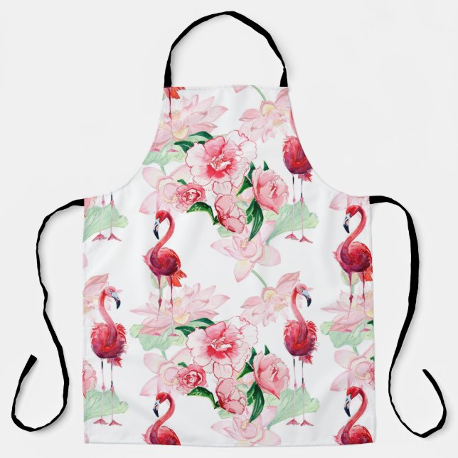 Nahtloses Muster mit rosa Flamingo Schürze (Vorderseite)