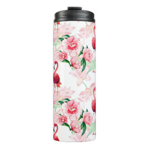 Nahtloses Muster mit rosa Flamingo Thermosbecher