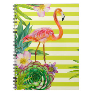 Nahtloses Muster mit rosa Flamingo und exotischem Notizblock