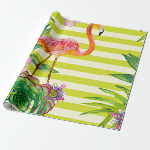 nahtloses Muster mit rosa Flamingo und exotischen Geschenkpapier