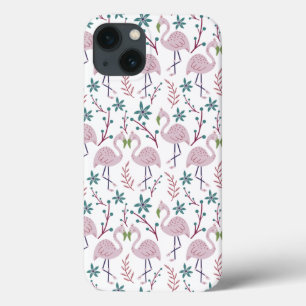 Nahtloses Muster mit rosa Flamingos auf weißem Hin Case-Mate iPhone Hülle