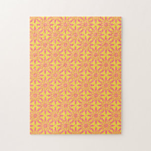 Nahtloses Muster mit rosa gelben Blumen Puzzle