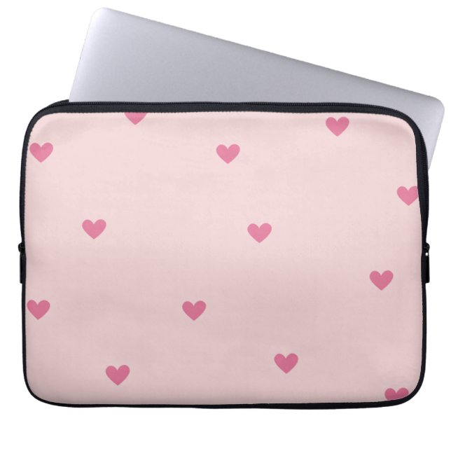 Nahtloses Muster mit rosa Herzen – Süßes Valentins Laptopschutzhülle (Vorderseite)
