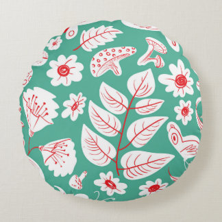 Nahtloses Muster mit Schmetterlingen und Bugs. Rundes Kissen