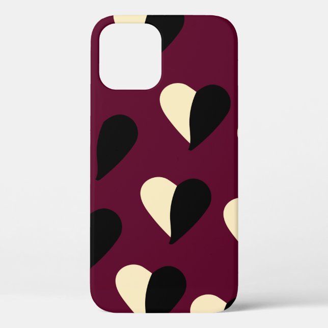 Nahtloses Muster mit schwarz-weißem Herz. St Va Case-Mate iPhone Hülle (Rückseite)