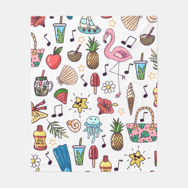 Nahtloses Muster mit Sommerelementen. Darstellung Fleecedecke (Vorderseite)