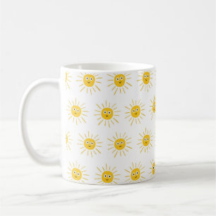 Nahtloses Muster mit Sonne. , Vintage Keuchhusten Kaffeetasse