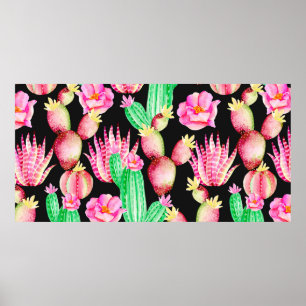 Nahtloses Muster mit Sukkulenten. Kakteen Poster