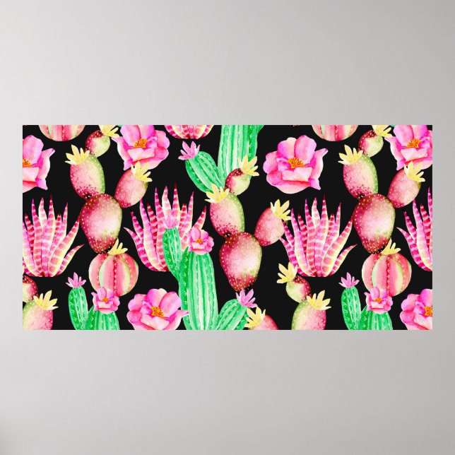 Nahtloses Muster mit Sukkulenten. Kakteen Poster (Vorne)