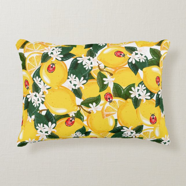 Nahtloses Muster mit tropischen Zitronenfrüchten i Dekokissen (Vorderseite)