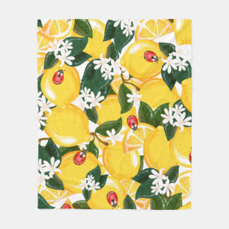 Nahtloses Muster mit tropischen Zitronenfrüchten i Fleecedecke