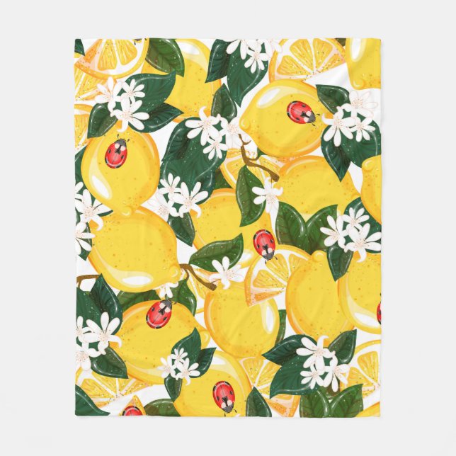 Nahtloses Muster mit tropischen Zitronenfrüchten i Fleecedecke (Vorderseite)