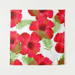 Nahtloses Muster mit tropischer Blume, Palmen verl Wandteppich