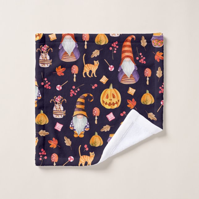 Nahtloses Muster mit Vintagen Halloween-Elementen. Waschlappen (Waschlappen)