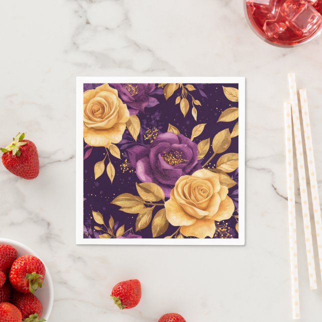 Nahtloses Muster mit violetten Blumen Serviette (Beispiel)