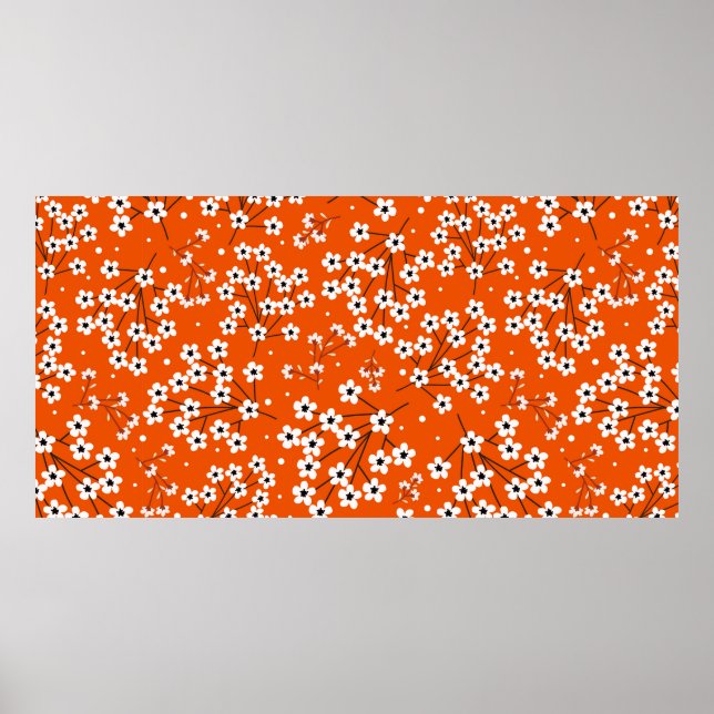 Nahtloses Muster mit weißen kleinen Blume Poster (Vorne)
