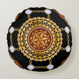 Nahtloses Muster mit wertvollen Goldketten aus Ste Rundes Kissen