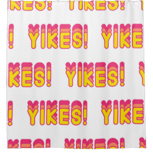 Nahtloses Muster mit "Yikes"! Worte. Vintage Wand Duschvorhang