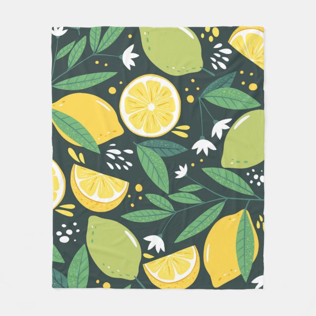 Nahtloses Muster mit Zitronen. Abstrakter Kunstdru Fleecedecke (Vorderseite)