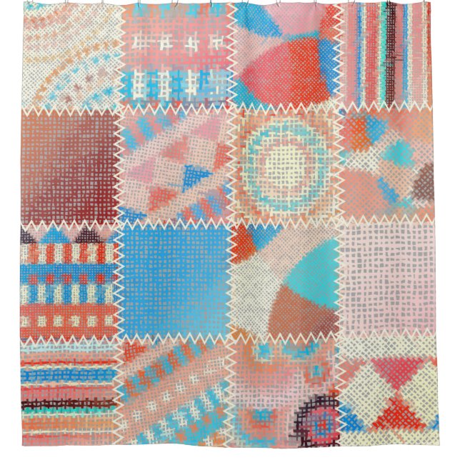 Nahtloses Muster. Nachahmung eines Patchwork-Muste Duschvorhang (Vorderseite)