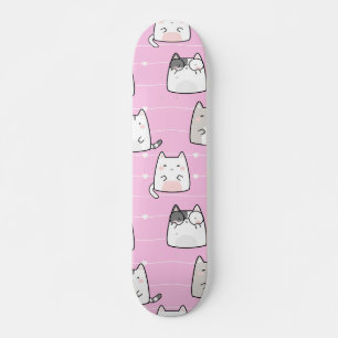 Nahtloses Muster Niedlich Kawaii Cats Herzlinie Skateboard