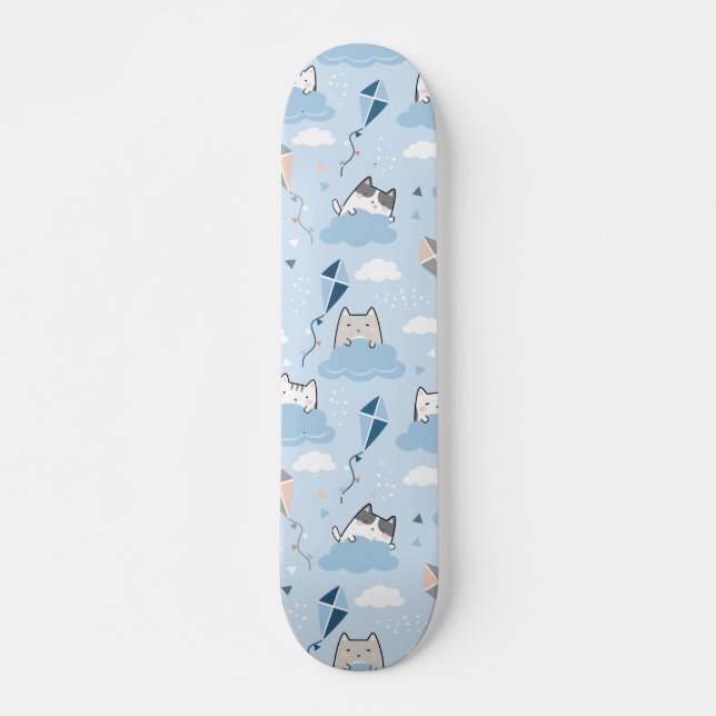 Nahtloses Muster Niedlich Kawaii Kite Skateboard (Vorne)