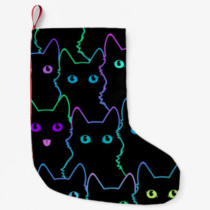 Nahtloses Muster niedlicher Katzensilhouettesmuste Kleiner Weihnachtsstrumpf
