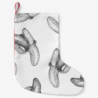 Nahtloses Muster oder Hintergrund mit Banane. Kleiner Weihnachtsstrumpf