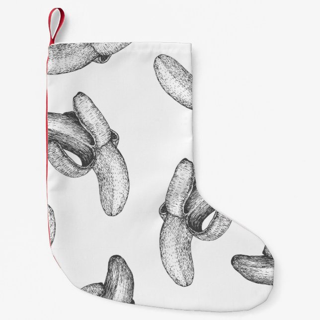 Nahtloses Muster oder Hintergrund mit Banane. Kleiner Weihnachtsstrumpf (Vorderseite)