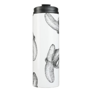 Nahtloses Muster oder Hintergrund mit Banane. Thermosbecher