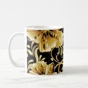 Nahtloses Muster ohne Blumen. Blüh ein 3D-Tapete. Kaffeetasse