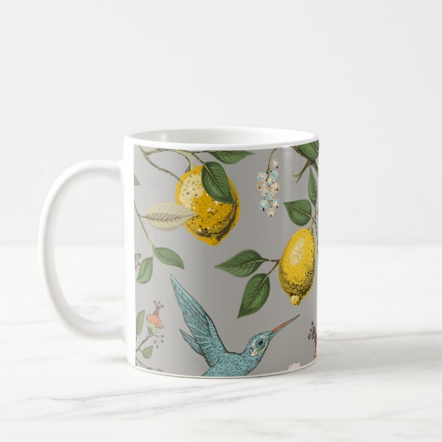 Nahtloses Muster ohne Blumen. Botanische Tapete. P Kaffeetasse (Links)