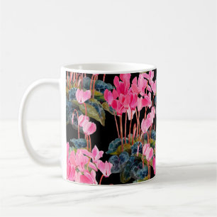 Nahtloses Muster ohne Blumen. Rosa Cyclamen abgesc Kaffeetasse