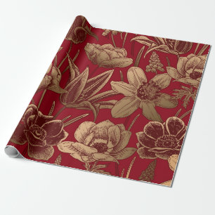 Nahtloses Muster ohne Blumen. Vintager Federhinter Geschenkpapier