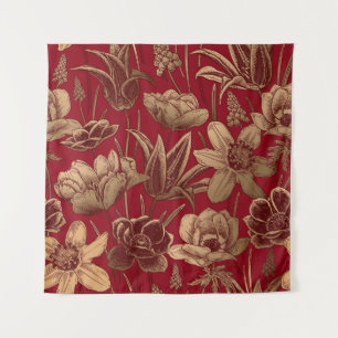 Nahtloses Muster ohne Blumen. Vintager Federhinter Wandteppich