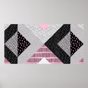 Nahtloses Muster, Patchwork-Fliesen. Freihandzeich Poster